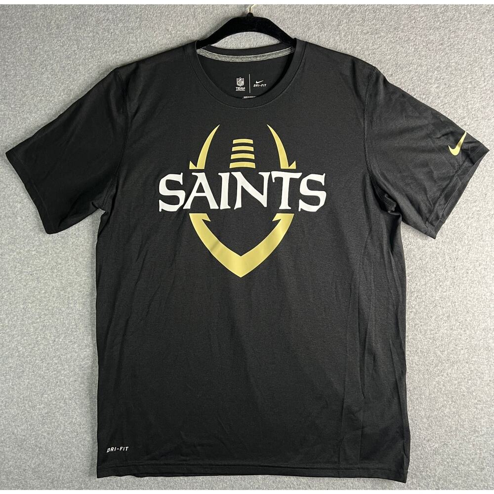 Nike Dri-FIT New Orleans Saints Shirt Mens Large Black NFL Team Apparel Tee